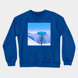 Disc Golf on a Snowy Mountainside Crewneck Sweatshirt